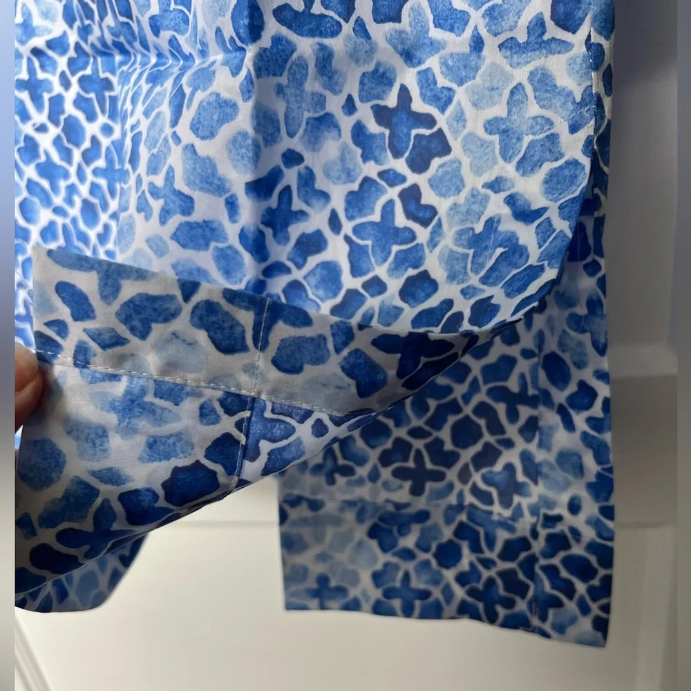 Oscar de la Renta Embroidered Caftan Tunic Dress Coverup Resort Blue Sleep Small - Picture 8 of 10